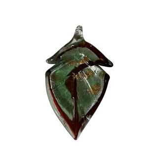 Elegant Green and Brown Glass Leaf Pendant
